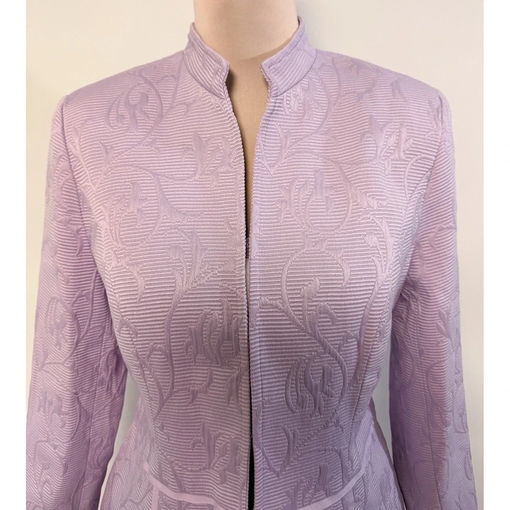 VTG Russell Kemp NY Floral Jacquard Jacket & Skirt Set Lilac Glam Office Sz 6